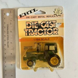 Die-Cast John Deere tractor with cab metal replica